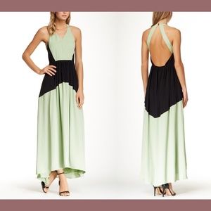 NEW $695 Tibi New York Colorblock Open Back Hi-Lo‎ Dress in Mojito [SZ 2 ]